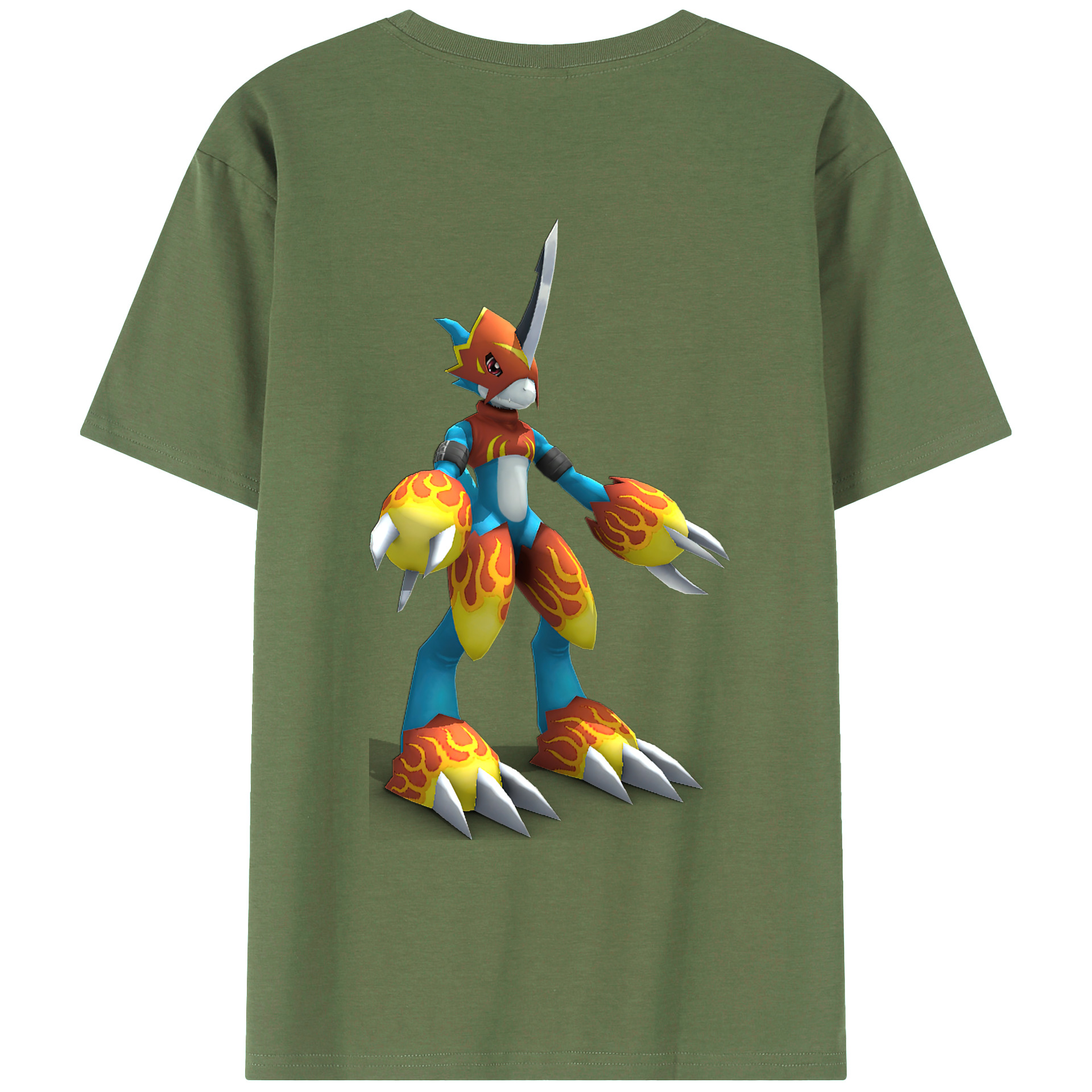 （画像用） Digimon デジタルモンスター/デジモン 綿100％ メンズ半袖Tシャツ（バックプリント） 通気性